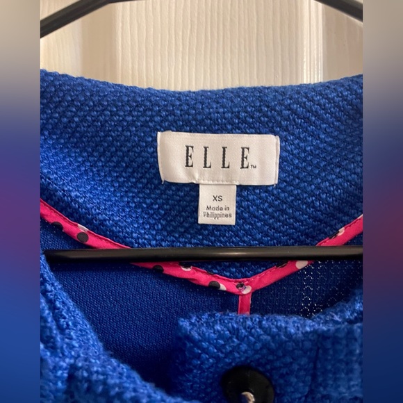 Vintage Elle Blue Knit Bow Snap Button Down Sweater Jacket XS - Picture 5 of 10